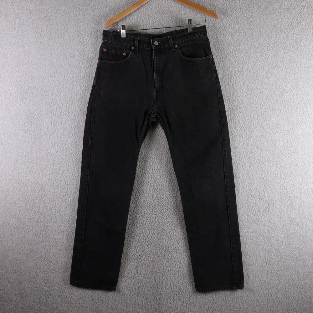 Levis 505 Regular Fit Straight‎ Leg Black Denim Jeans Mens 34x32 100% Cotton USA